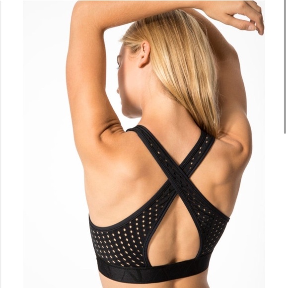 Alana Sz XS Liquid Gold Blk Cross Back Bra - Picture 2 of 9